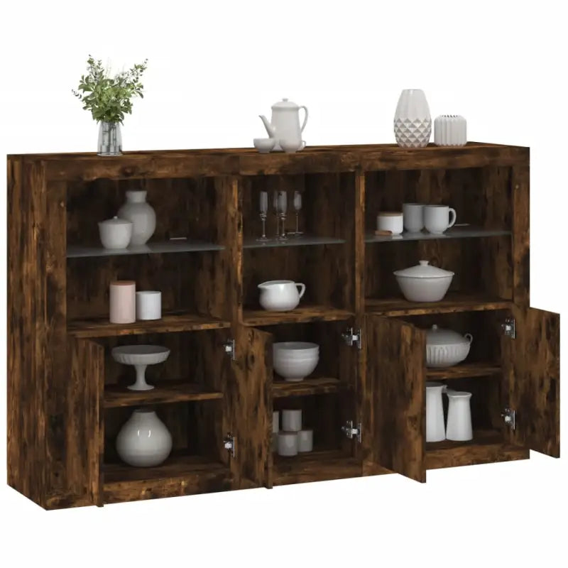 Moderne dressoir met rgb led-verlichting en duurzaam bewerkt hout - Gerookt eiken / 1 - Dressoirs & buffetkasten