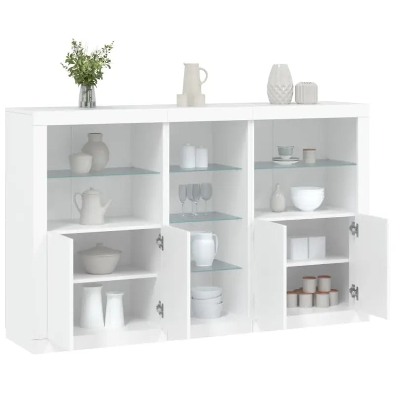Moderne dressoir met rgb led-verlichting en duurzaam bewerkt hout - Wit / 1 - Dressoirs & buffetkasten
