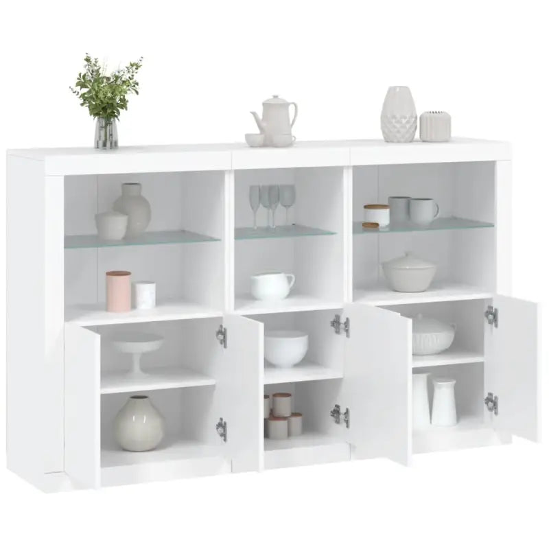Moderne dressoir met rgb led-verlichting en duurzaam bewerkt hout - Wit / 1 - Dressoirs & buffetkasten