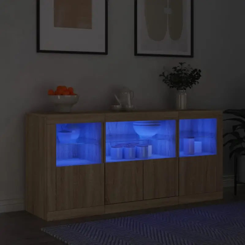 Moderne dressoir met rgb led-verlichting en duurzame bewerkte houtstijl - Sonoma eiken / 1 - Dressoirs & buffetkasten