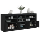 Moderne dressoir met rgb led-verlichting en duurzame bewerkte houtafwerking - Zwart / 1 - Dressoirs & buffetkasten
