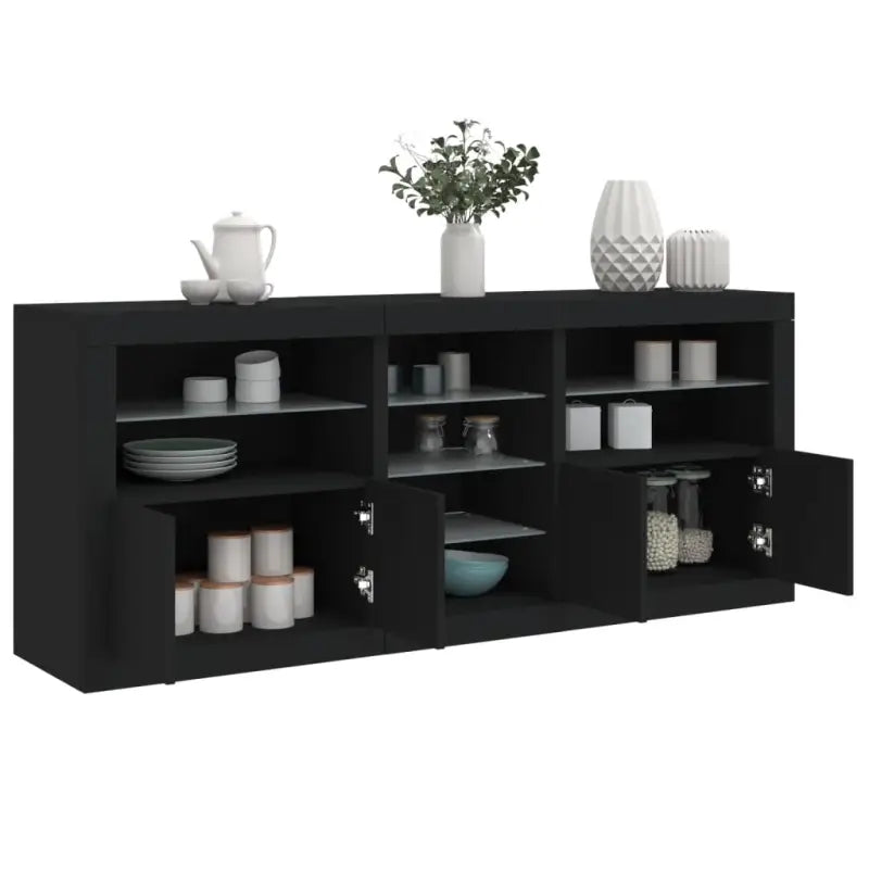 Moderne dressoir met rgb led-verlichting en duurzame bewerkte houtafwerking - Zwart / 1 - Dressoirs & buffetkasten