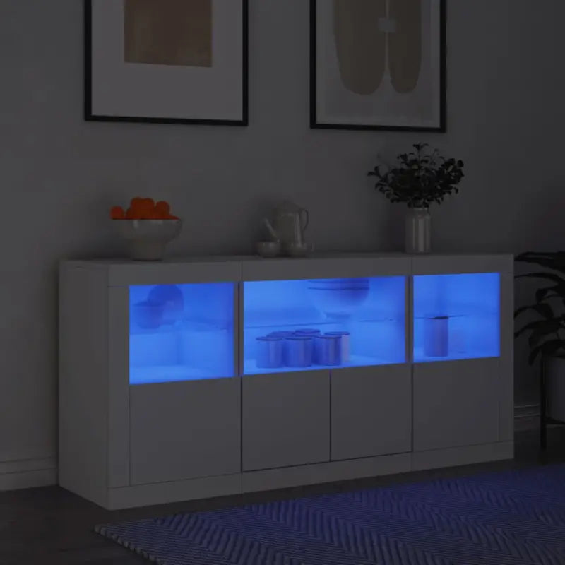 Moderne dressoir met rgb led-verlichting en duurzame bewerkte houtstijl - Wit / 1 - Dressoirs & buffetkasten