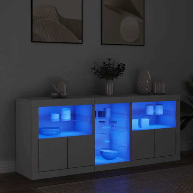 Moderne dressoir met rgb led-verlichting en duurzame bewerkte houtafwerking - Wit / 1 - Dressoirs & buffetkasten