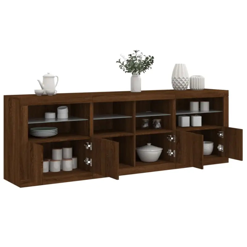 Moderne dressoir met rgb led-verlichting en hoogwaardig bewerkt hout - bruin eikenkleur / 1 - Dressoirs & buffetkasten