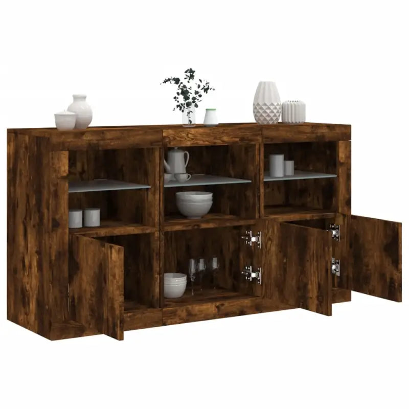 Moderne dressoir met rgb led-verlichting en hoogwaardig bewerkt hout - Gerookt eiken / 1 - Dressoirs & buffetkasten