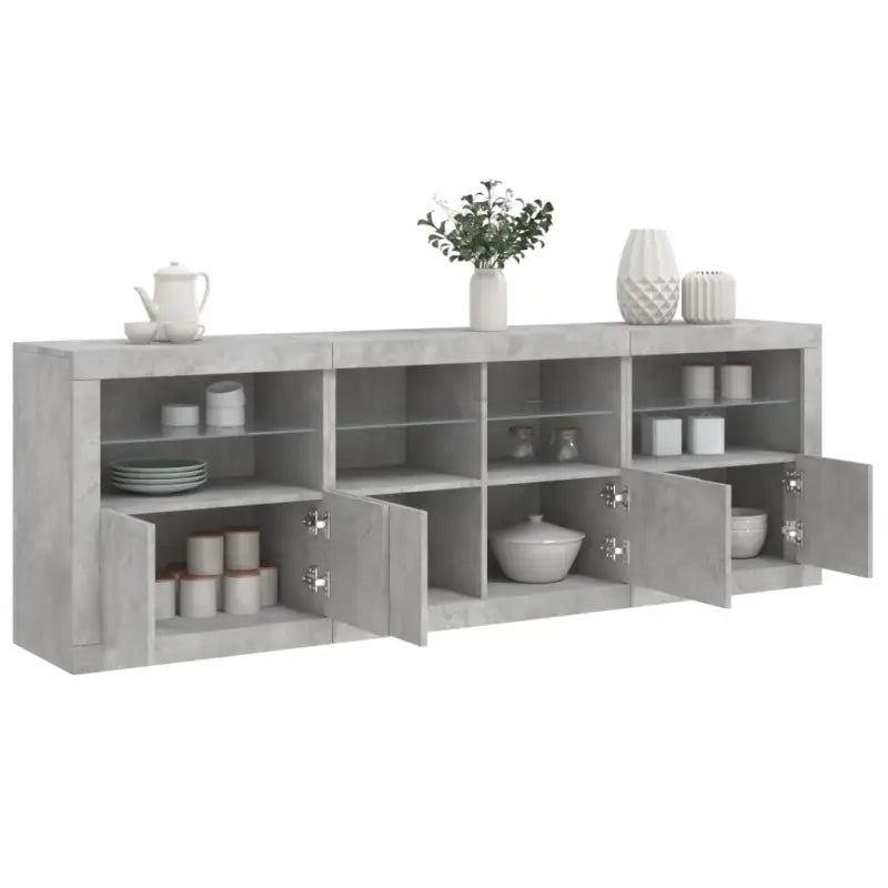 Moderne dressoir met rgb led-verlichting en hoogwaardig bewerkt hout - Betongrijs / 1 - Dressoirs & buffetkasten