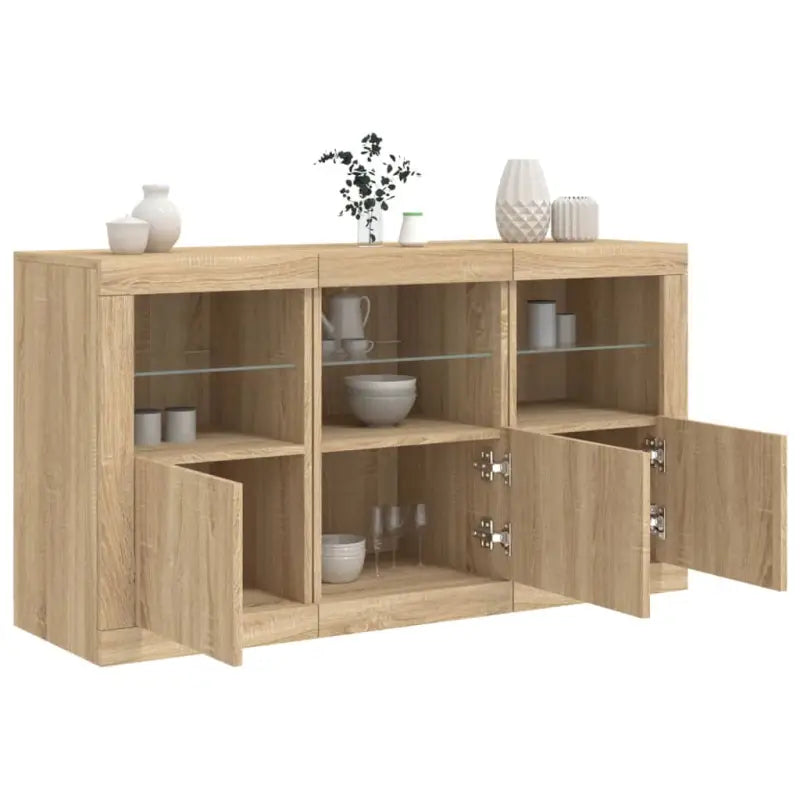 Moderne dressoir met rgb led-verlichting en hoogwaardig bewerkt hout - Sonoma eiken / 1 - Dressoirs & buffetkasten