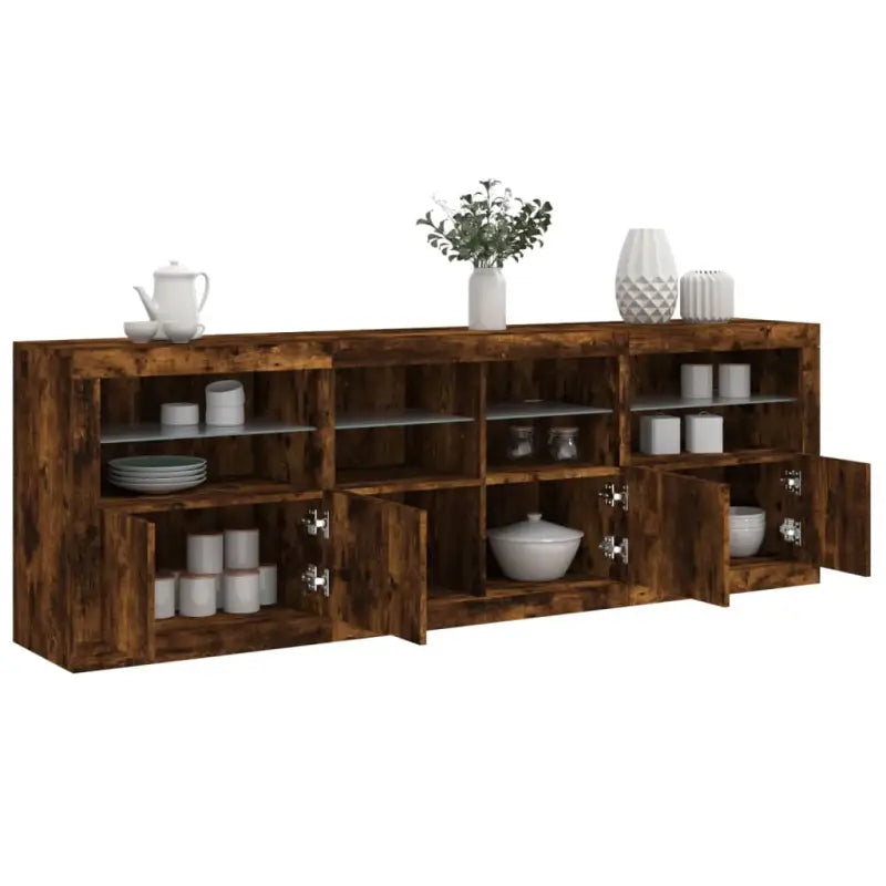Moderne dressoir met rgb led-verlichting en hoogwaardig bewerkt hout - Gerookt eiken / 1 - Dressoirs & buffetkasten