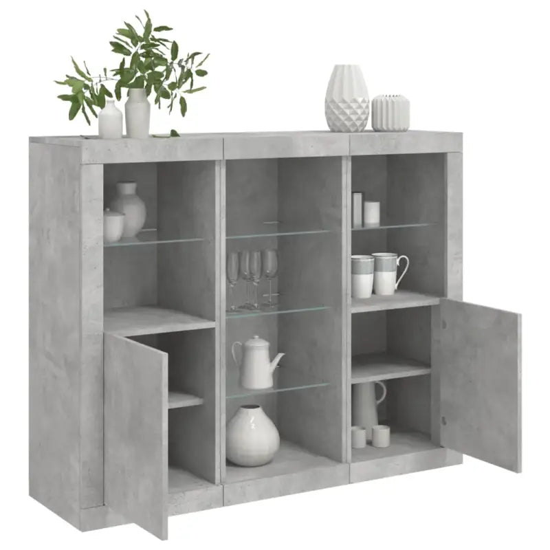 Moderne dressoirs met LED-verlichting en bewerkt hout voor elke stijl - Betongrijs / 3 - Dressoirs & buffetkasten