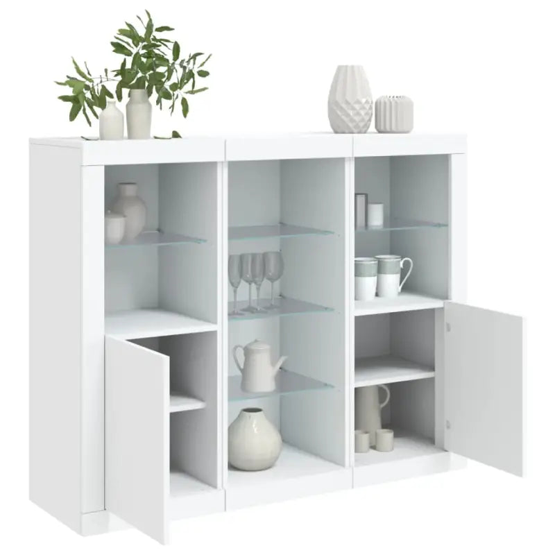 Moderne dressoirs met LED-verlichting en bewerkt hout voor elke stijl - Wit / 3 - Dressoirs & buffetkasten