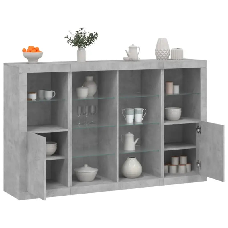 Moderne dressoirs met LED-verlichting van bewerkt hout - Betongrijs / 3 - Dressoirs & buffetkasten