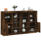 Moderne dressoirs met LED-verlichting van bewerkt hout - Gerookt eiken / 3 - Dressoirs & buffetkasten