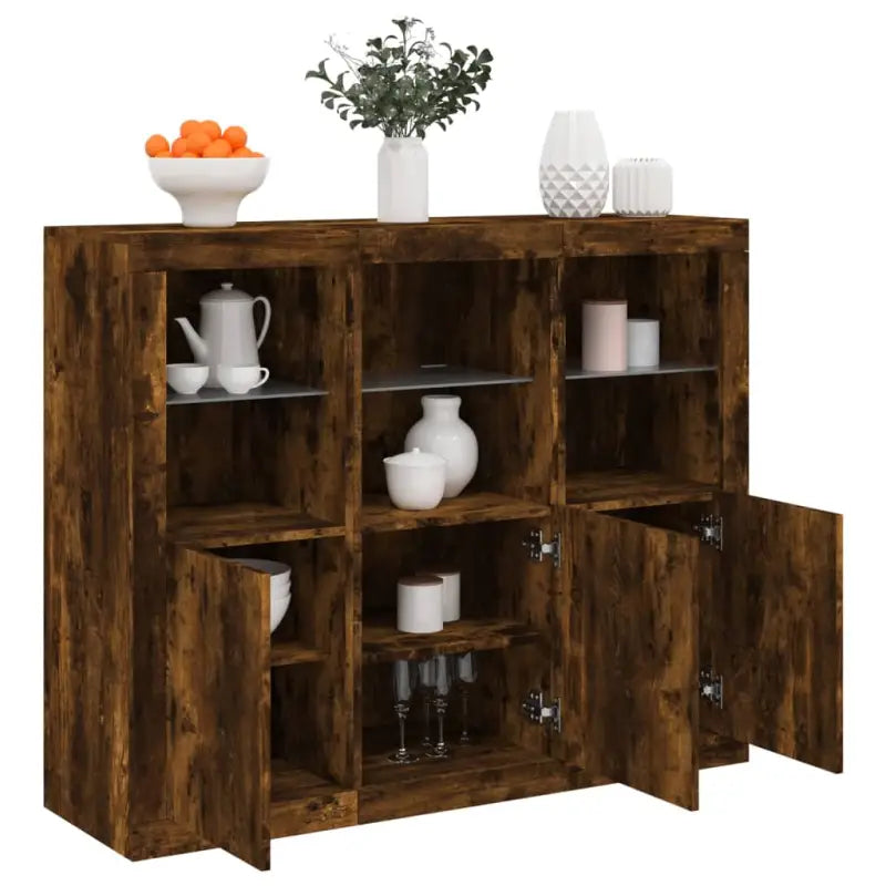 Moderne dressoirs van bewerkt hout met LED-verlichting for een stijlvolle kamer - Gerookt eiken / 3 - Dressoirs &