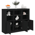 Moderne dressoirs van bewerkt hout met LED-verlichting for een stijlvolle kamer - Zwart / 3 - Dressoirs & buffetkasten