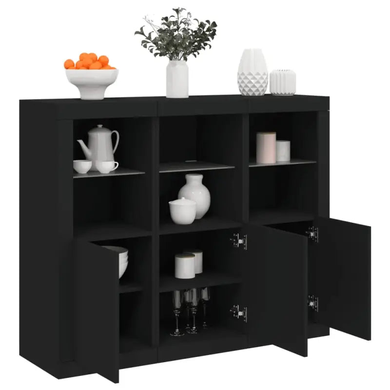 Moderne dressoirs van bewerkt hout met LED-verlichting for een stijlvolle kamer - Zwart / 3 - Dressoirs & buffetkasten