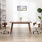 Moderne eetkamerstoelen met gebogen hout en kunstlederen bekleding - Wit / 2 - Eetkamerstoelen