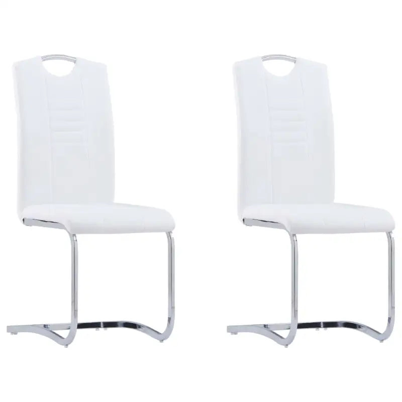 Moderne eetkamerstoelen met verchroomd stalen frame en comfort - Wit / 2 - Eetkamerstoelen