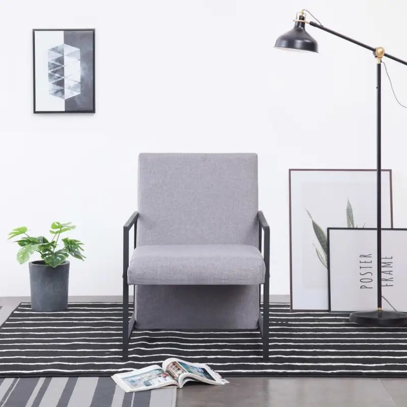 Moderne fauteuil met chromen voeten en duurzaam houten frame - Lichtgrijs / 1 - Fauteuils & Relaxfauteuils