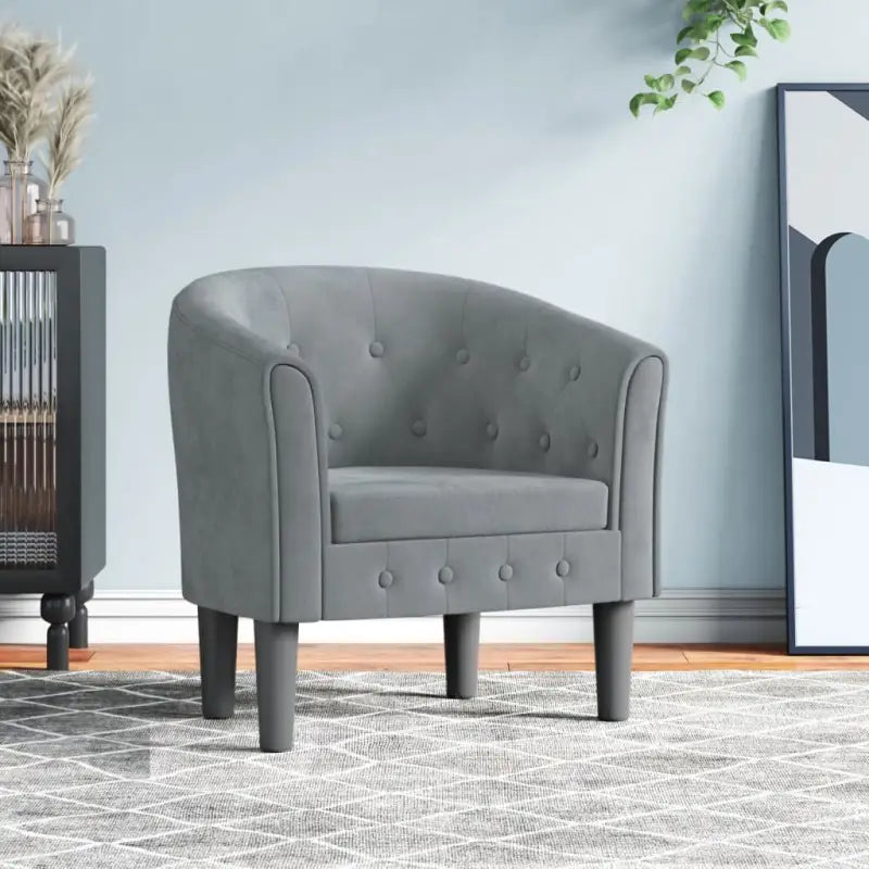 Moderne fluwelen kuipstoel voor elegantie en comfort - Donkergrijs / 1 / Zonder voetenbank - Fauteuils & Relaxfauteuils