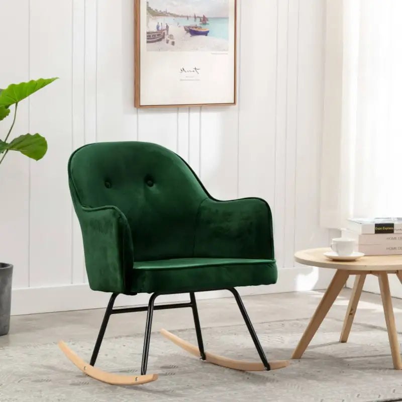 Moderne fluwelen schommelstoel met ijzeren frame voor comfort - Donkergroen / 1 - Schommelstoelen