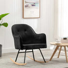 Moderne fluwelen schommelstoel met ijzeren frame voor comfort - Zwart / 1 - Schommelstoelen