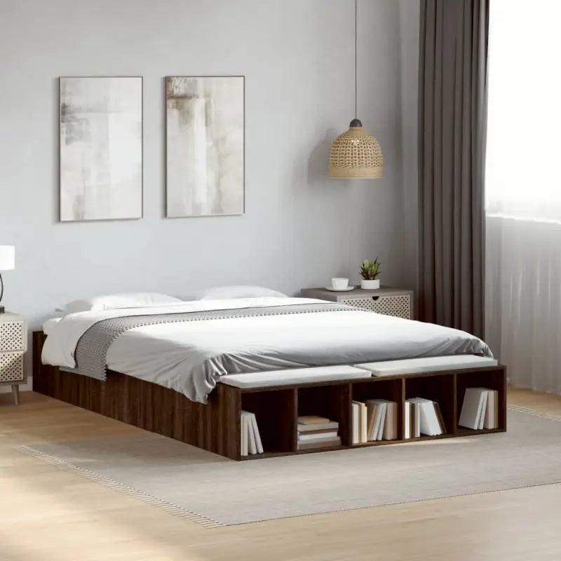 Moderne Grijs Sonoma Bedframe van Bewerkt Hout voor de Slaapkamer - bruin eikenkleur / 120 x 190 cm - Bedden & bedframes