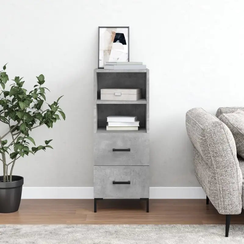 Moderne grijs sonoma dressoir met metalen poten en bewerkt hout - Betongrijs / 1 - Dressoirs & buffetkasten