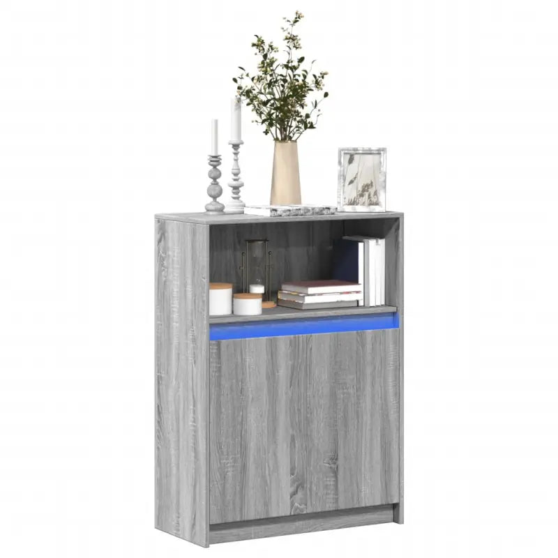 Moderne grijs Sonoma Eiken dressoir met RGB LED-verlichting - Grijs sonoma / 1 / 72 cm - Dressoirs & buffetkasten