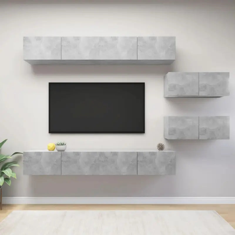 Moderne hangende TV-meubels met veel opbergruimte - Betongrijs / 6 / 100 cm - Tv-meubels