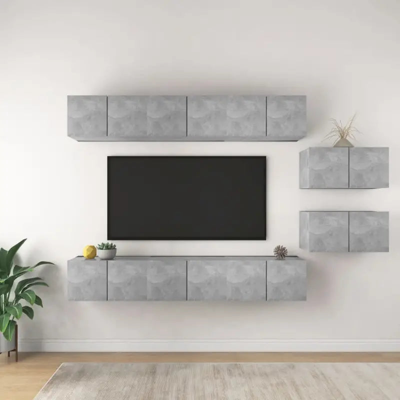 Moderne hangende TV-meubels met veel opbergruimte - Betongrijs / 8 / 60 cm - Tv-meubels