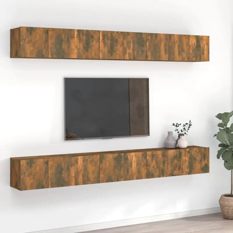 Moderne hangende TV-meubels met veel opbergruimte - Gerookt eiken / 8 / 60 cm - Tv-meubels
