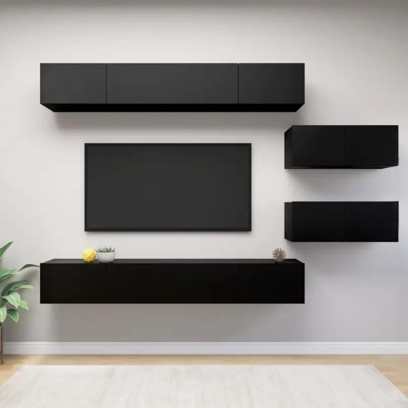 Moderne hangende TV-meubels met veel opbergruimte - Zwart / 6 / 100 cm - Tv-meubels