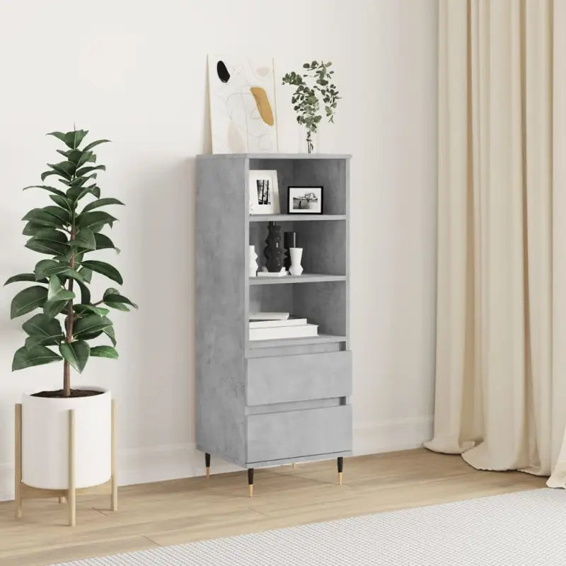 Moderne hoge kast in bewerkt hout met industriële charme - Dressoirs & buffetkasten