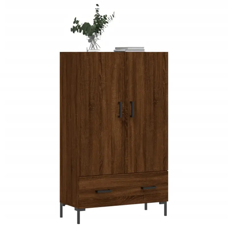 Moderne hoge kast met metalen poten en bewerkt hout - Dressoirs & buffetkasten