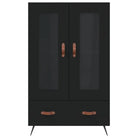 Moderne hoge kast met metalen poten van bewerkt hout - Dressoirs & buffetkasten