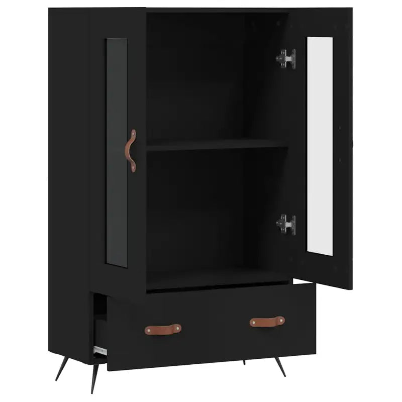 Moderne hoge kast met metalen poten van bewerkt hout - Dressoirs & buffetkasten