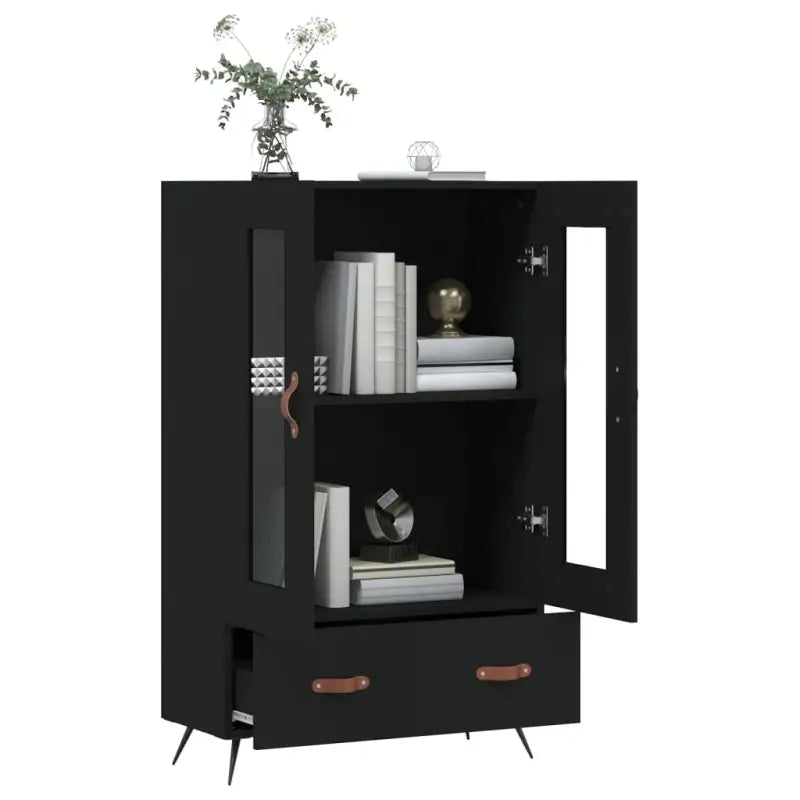 Moderne hoge kast met metalen poten van bewerkt hout - Dressoirs & buffetkasten