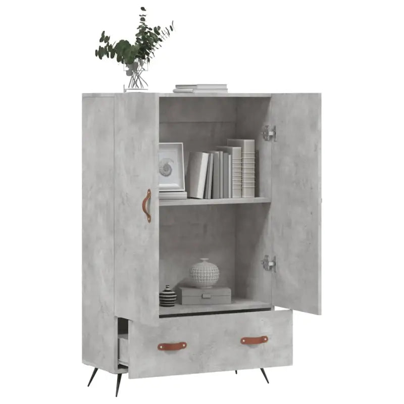 Moderne hoge kast met metalen poten van bewerkt hout - Dressoirs & buffetkasten