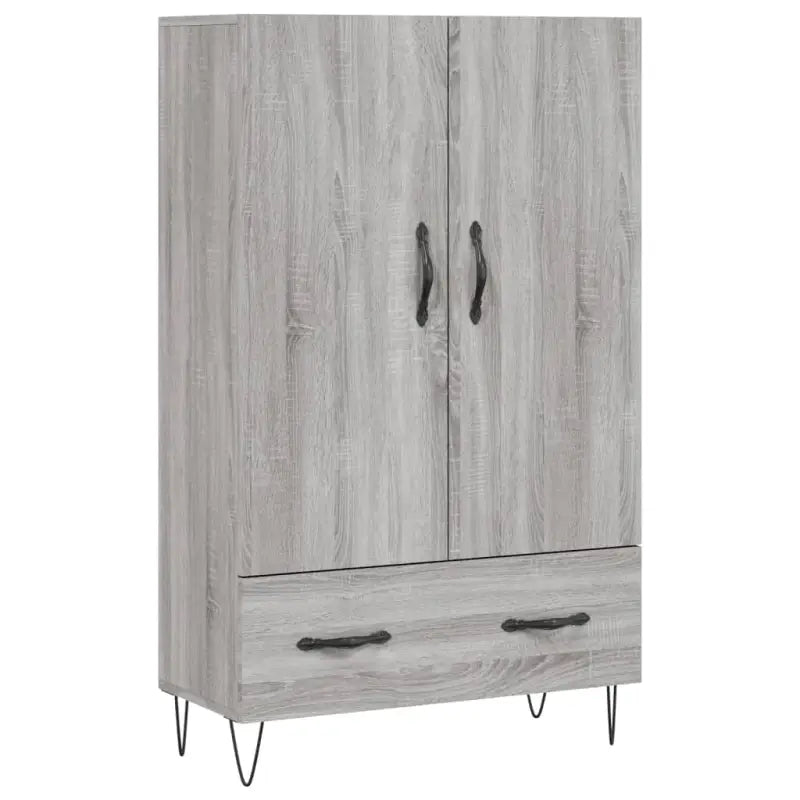 Moderne hoge kast met metalen poten van bewerkt hout - Dressoirs & buffetkasten