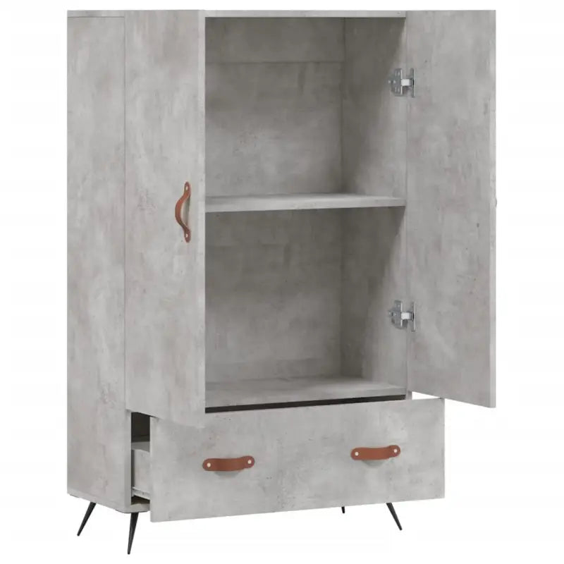 Moderne hoge kast met metalen poten van bewerkt hout - Dressoirs & buffetkasten