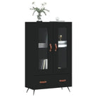 Moderne hoge kast met metalen poten van bewerkt hout - Dressoirs & buffetkasten