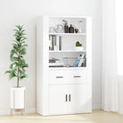 Moderne hoge kast van bewerkt hout voor een stijlvolle uitstraling - Wit / 1 - Dressoirs & buffetkasten