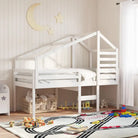 Moderne hoogslaper in massief grenenhout met open zijdeur in wit materiaal - Wit / 80 x 200 cm - Bedden & bedframes
