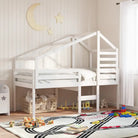 Moderne hoogslaper in massief grenenhout met open zijdeur in wit materiaal - Wit / 90 x 200 cm - Bedden & bedframes
