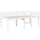 Moderne hoogslaper in massief grenenhout met open zijdeur in wit materiaal - Bedden & bedframes