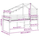 Moderne hoogslaper in massief grenenhout met open zijdeur in wit materiaal - Bedden & bedframes