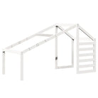 Moderne hoogslaper in massief grenenhout met open zijdeur in wit materiaal - Bedden & bedframes