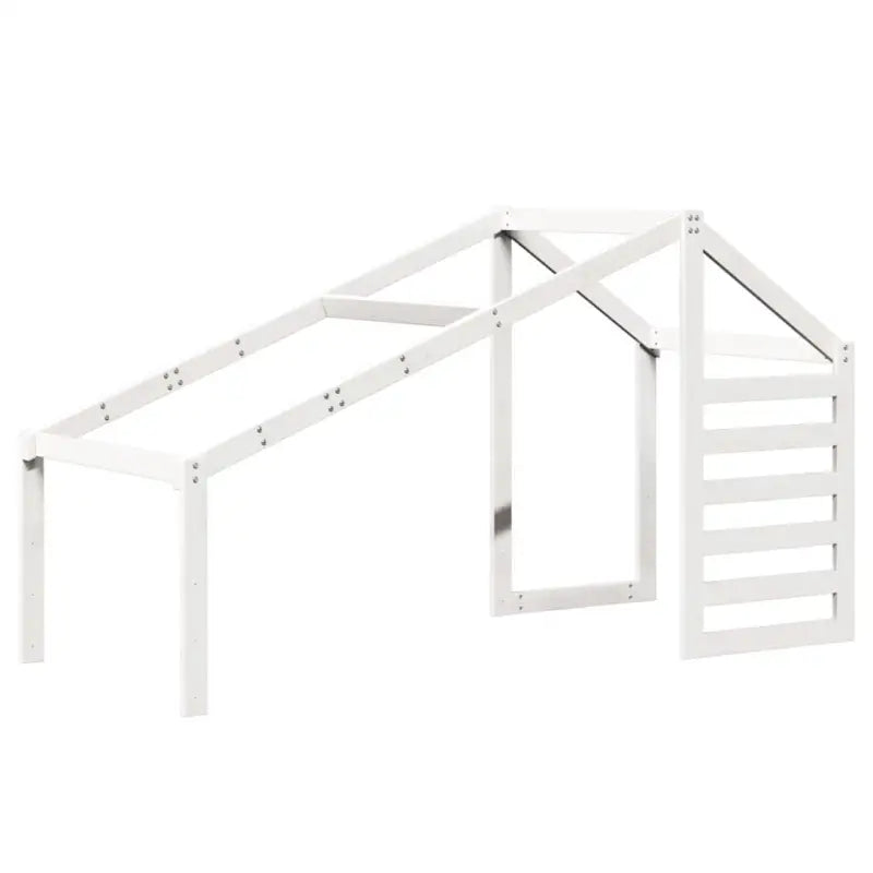 Moderne hoogslaper in massief grenenhout met open zijdeur in wit materiaal - Bedden & bedframes