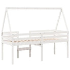 Moderne hoogslaper van massief grenenhout met open zijdeur in wit materiaal - Bedden & bedframes